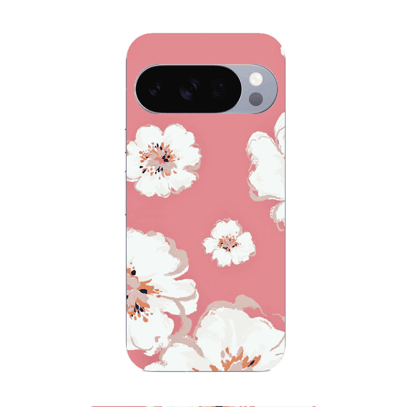 Google Pixel 10 Pro XL White Flowers Transparent Silicone TPU Θήκη